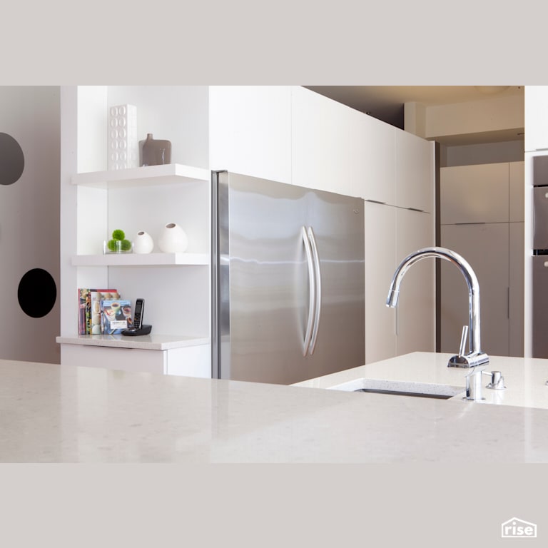 White Kitchen with Low-Flow Kitchen Faucet by Filo Plus