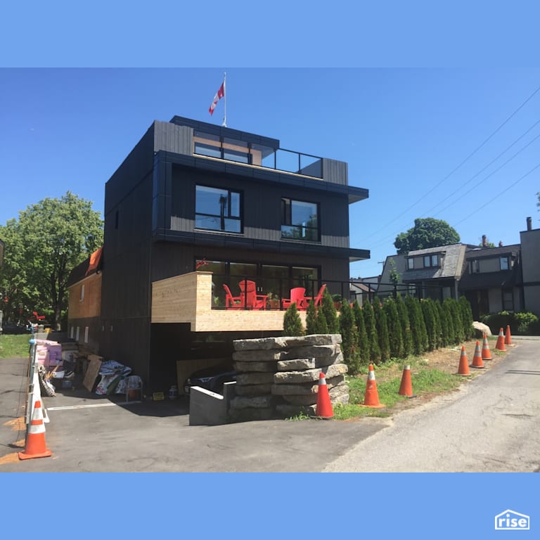 Edinburgh Passive House Exterior Front with Cedar Decking by VERT plan.design.build