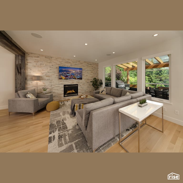 Living Room with Integrated LED by My House Design/Build Team Ltd.