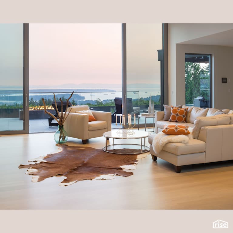 Living Room with Triple Pane Window by Naikoon Contracting