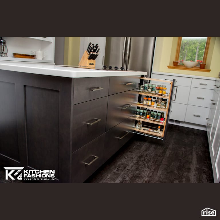 Kitchen Fashions - 2 Tone Kitchen with Refrigerator by Home Fashions