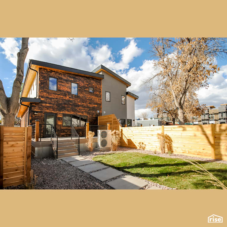 Shou-sugi-ban style wood duplex rear exterior with Charred Wood Siding by Alpen High Performance Products