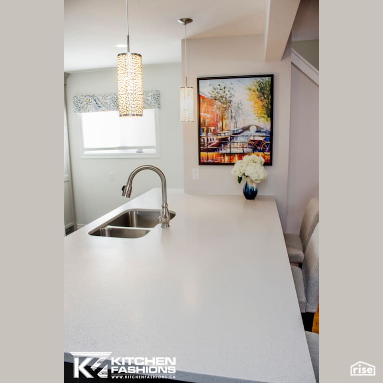Gossamer Grey Kitchen with Low-Flow Kitchen Faucet by Home Fashions