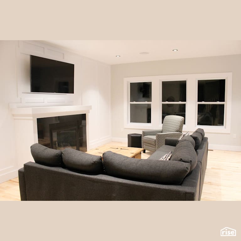 The California - Living Room with Gas Fireplace by Justin Bowers Homes