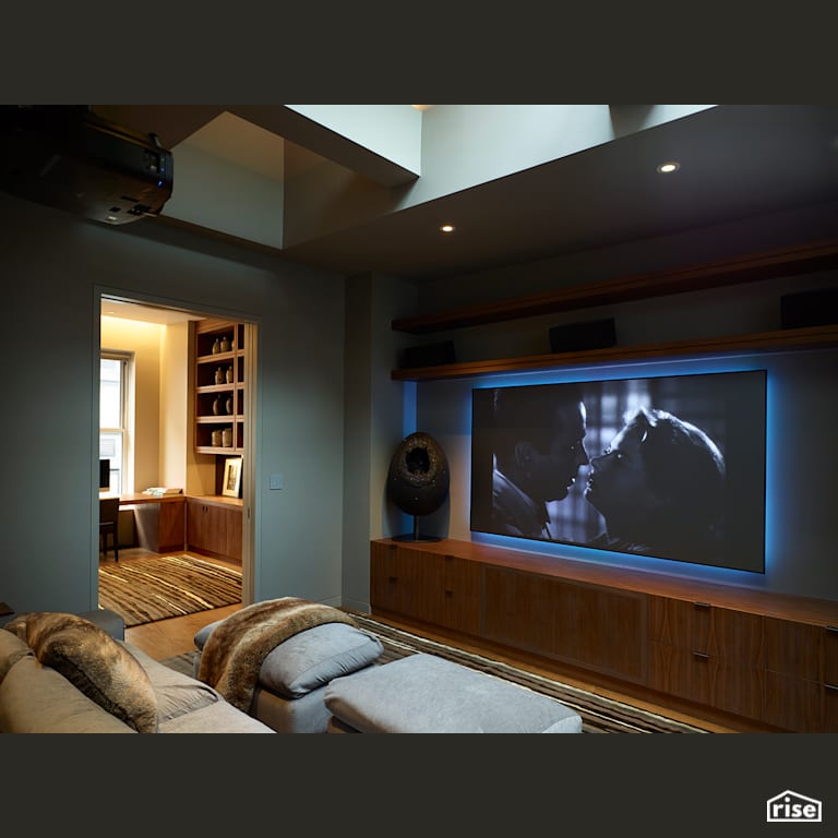 West 27th Street Penthouse - Home Theatre with Ceiling Light by Charles Rose Architects