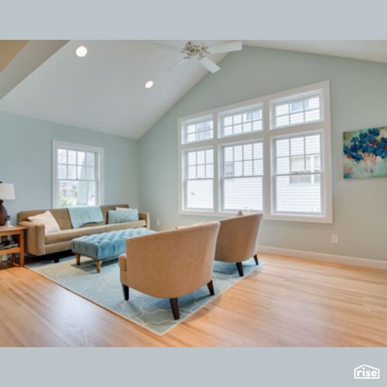 Living Room with FSC Certified Hardwood by Constructive Builders