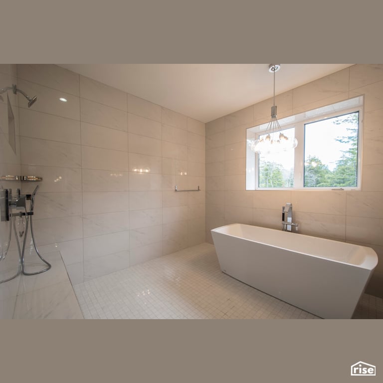 Bridge Over Water - Bathroom with Low-Flow Showerhead by Homes by Highgate