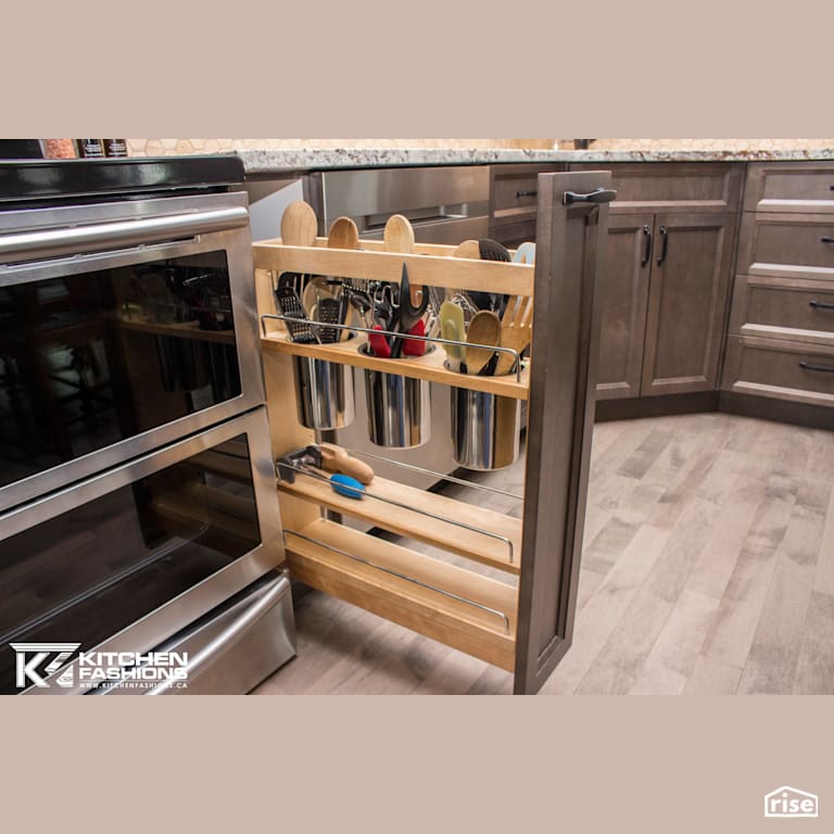 Kitchen Fashions - Nuvonoir Kitchen with Custom Island Table with Dishwasher by Home Fashions
