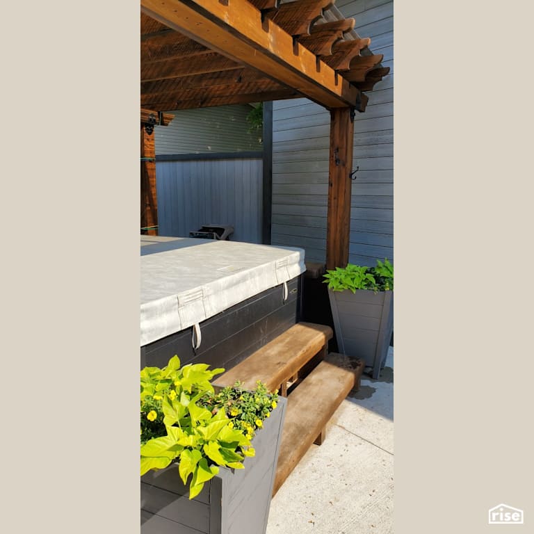 Thermally Modified Pergola with Thermally Modified Wood Decking by Thermalwood Canada
