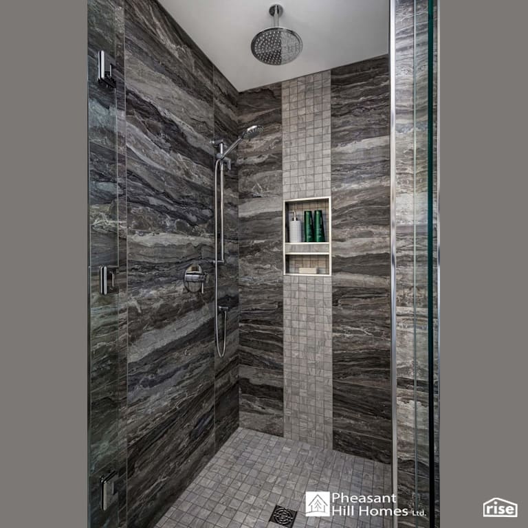Ensuite Shower with Low-Flow Showerhead by Pheasant Hill Homes Ltd.