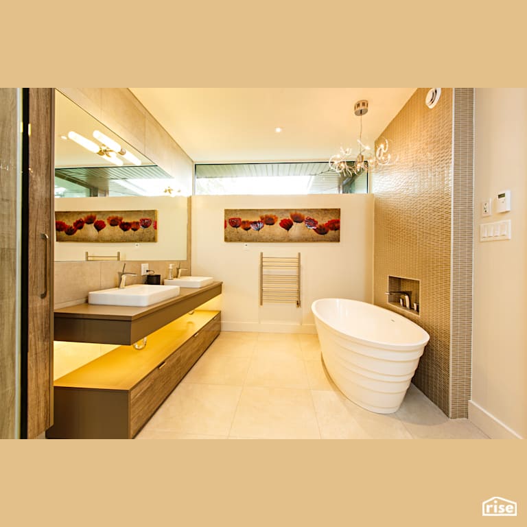 Selby Bathroom - Tub & Vanity with Ceramic Tile Floors by The Conscious Builder