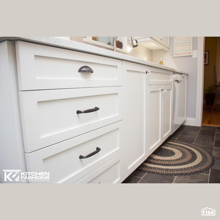 Kitchen Fashions - Beautiful White Kitchen with Low-Flow Kitchen Faucet by Home Fashions