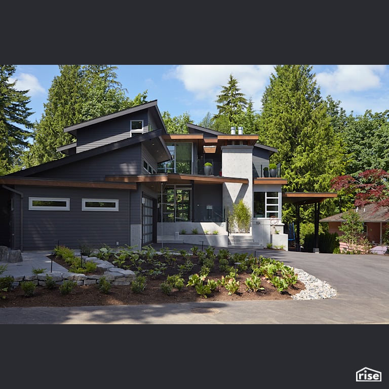 Front Exterior with Outdoor Gardens by My House Design/Build Team Ltd.