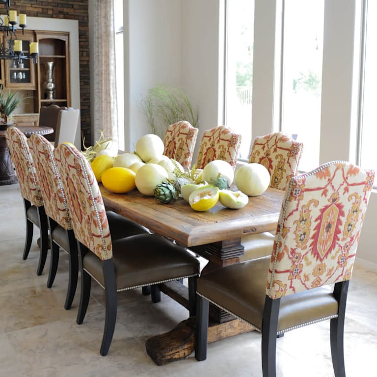 Scottsdale Arizona Retreat - Dining Room with Natural Stone Floors by PlaidFox