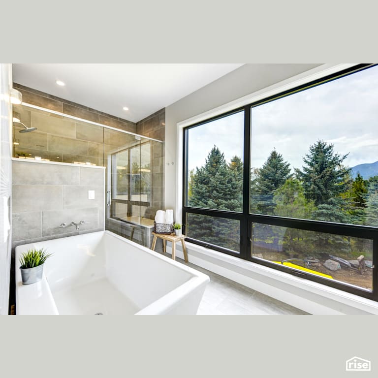 Master bath with great view with Integrated LED by Alpen High Performance Products