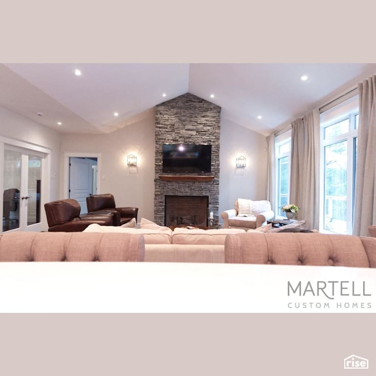 Verona Court - Living Room with Wall Mounted Outdoor Lighting by Martell Homes