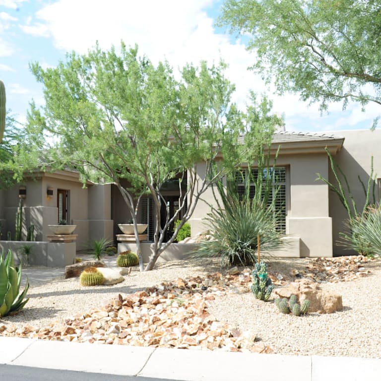 Scottsdale Arizona Retreat - Exterior with Accent Outdoor Lighting by PlaidFox