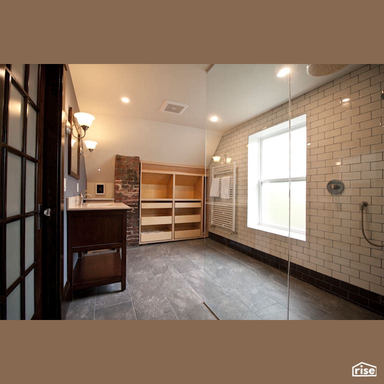 Overview of bathroom with FSC Certified Wood Cabinet by RSI Projects