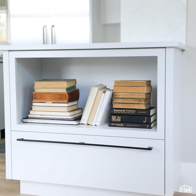 Luxton Square - Bookshelf with Wood Veneer Cabinet by PlaidFox