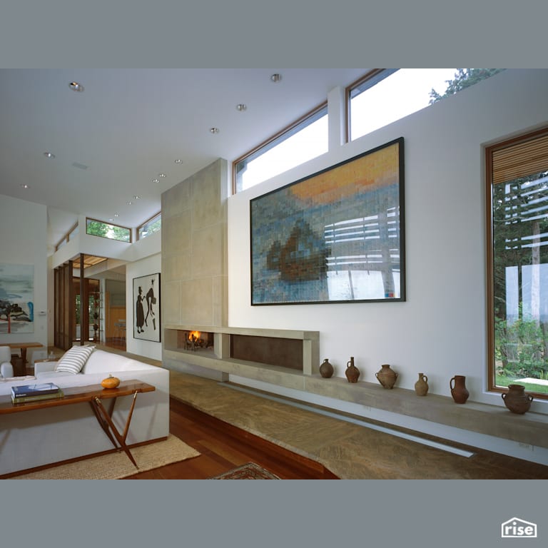 Orleans House - Living Room with Fixed Window by Charles Rose Architects