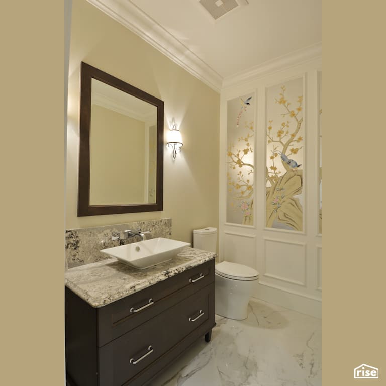 Powder Room with Dual Flush Toilet by My House Design/Build Team Ltd.