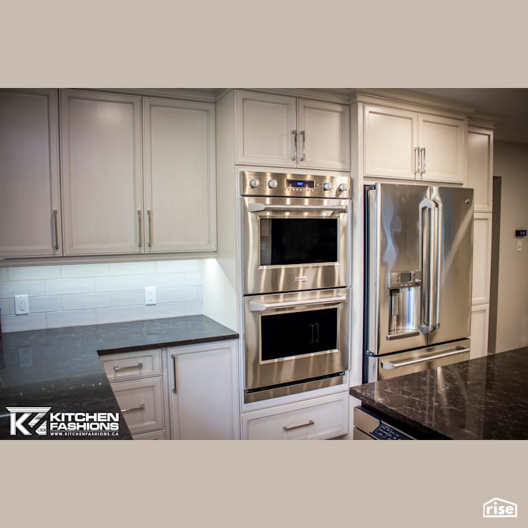 Kitchen Fashions - Elegant Wine Room and Expansive Kitchen with Wall Oven by Home Fashions