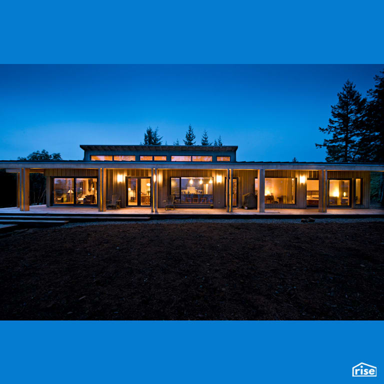 Gulf Island Sanctuary - Passive House - Exterior with Accent Outdoor Lighting by Pheasant Hill Homes Ltd.