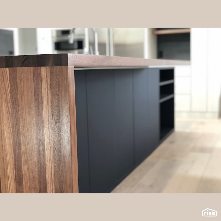 Natural wood countertop with FSC Certified Wood Cabinet by Revolve Design Build