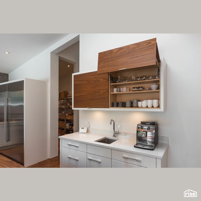 Fort Langley Modern Blend - Kitchen with Low-Flow Kitchen Faucet by My House Design/Build Team Ltd.