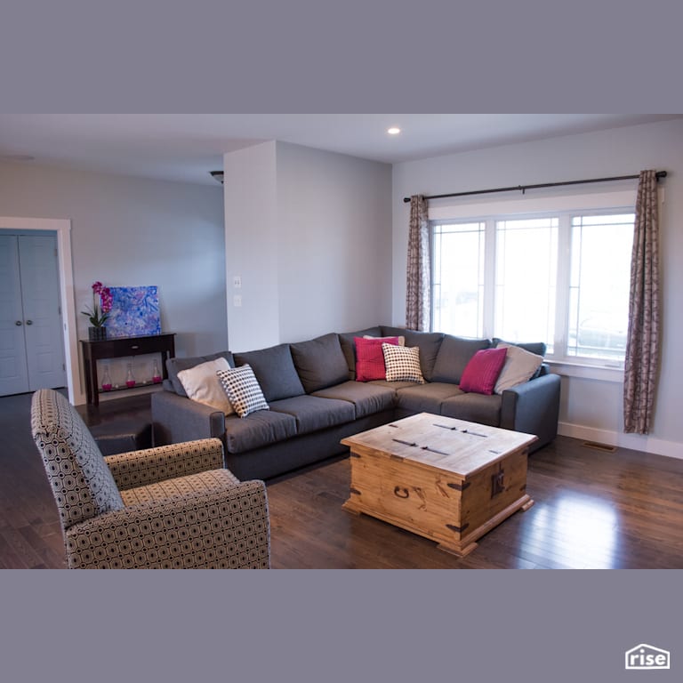 The Atlanta - Living Room with FSC Certified Hardwood by Justin Bowers Homes