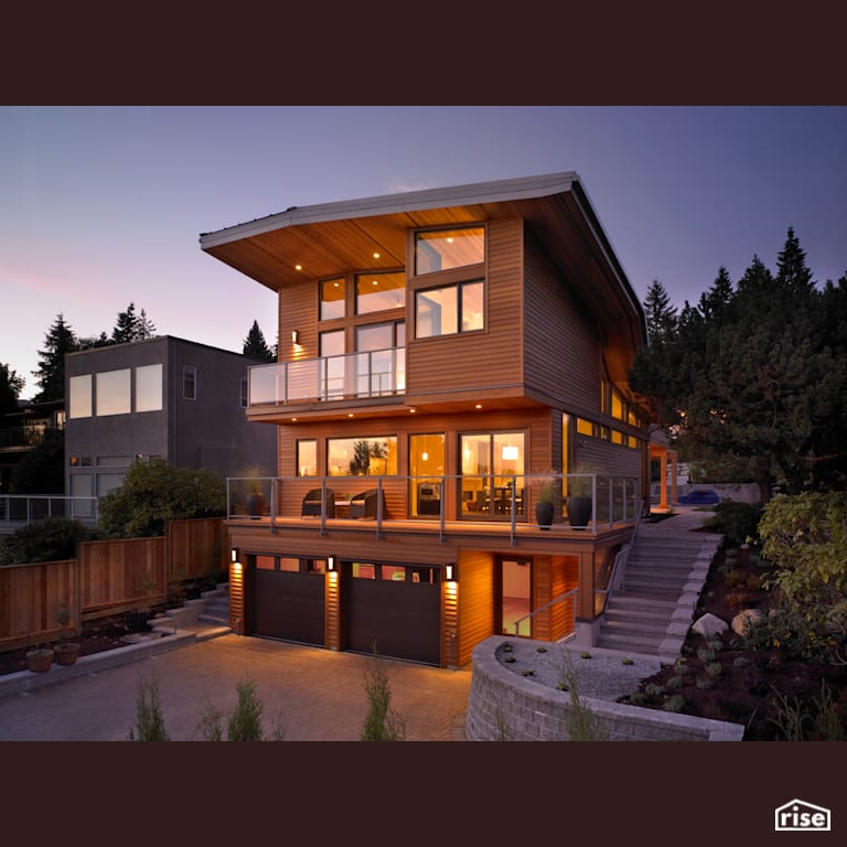 Exterior with Accent Outdoor Lighting by My House Design/Build Team Ltd.