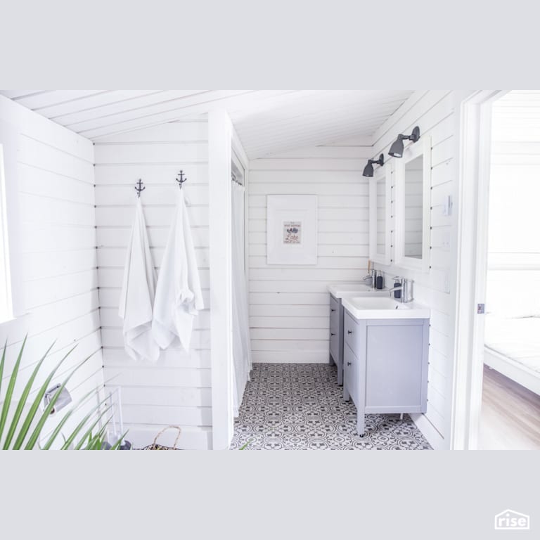 Cottage Bathroom with Low-Flow Bathroom Faucet by Reimagine Designs