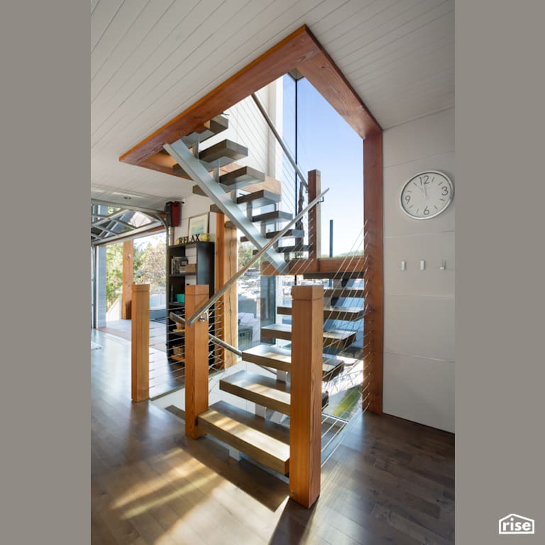 Maple Stairs with Reclaimed Stair Railing by Synthesis Design