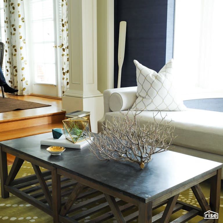 Family Room with Engineered Hardwood by PlaidFox