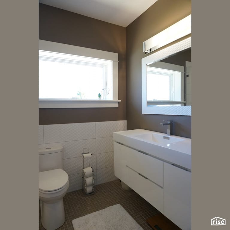 Walnut Street - Bathroom with Wood Veneer Cabinet by Brad Goodsell Design | Build Inc