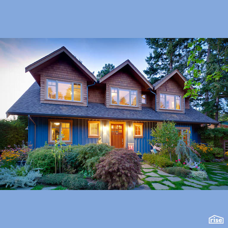 Mermaid Manor - Oceanfront Cottage Build - Exterior with Accent Outdoor Lighting by Pheasant Hill Homes Ltd.