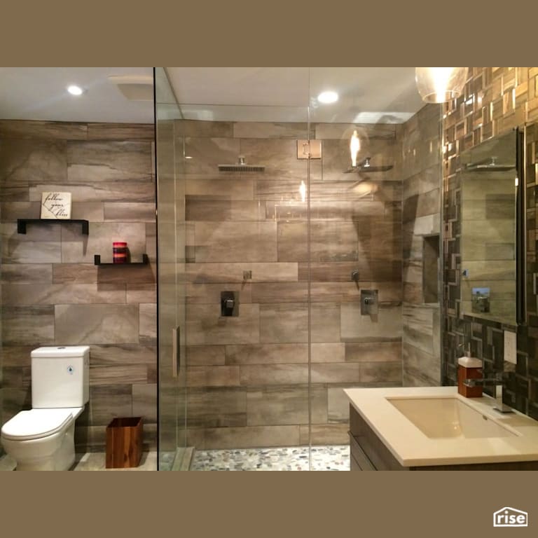 Beautiful Bathroom Reno Retreat with Dual Flush Toilet by Amazing Space Interiors