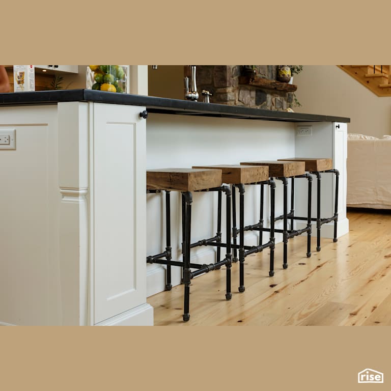 Red Castle Kitchen Island Stools with Salvaged Wood Furniture by The Conscious Builder