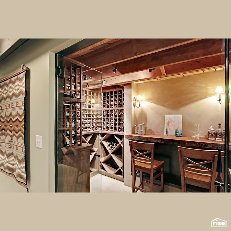 Custom wine room entryway with LED Lighting by Gant Nychay Architecture PLLC