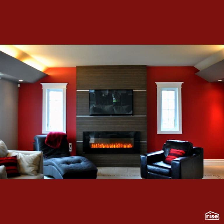 Ravishing Red Rancher | Living with Gas Fireplace by Amazing Space Interiors