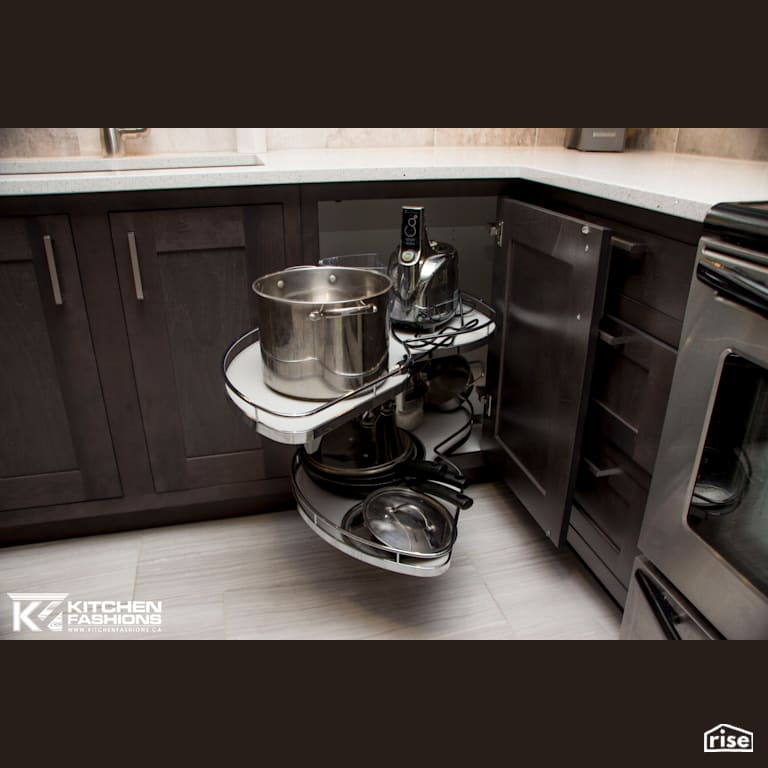 Dark Elegant Kitchen with Ceramic Tile Floors by Home Fashions