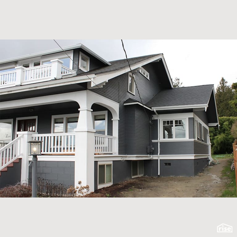 Dark grey Craftsman exterior with Fixed Window by Gant Nychay Architecture PLLC