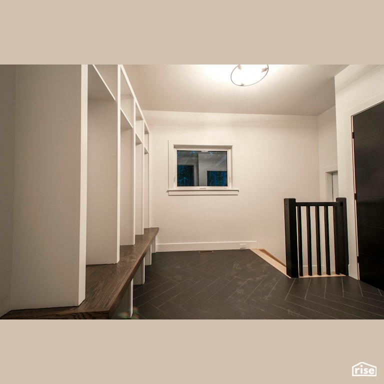 Modern Retreat - Hallway and Staircase with Triple Pane Window by Homes by Highgate