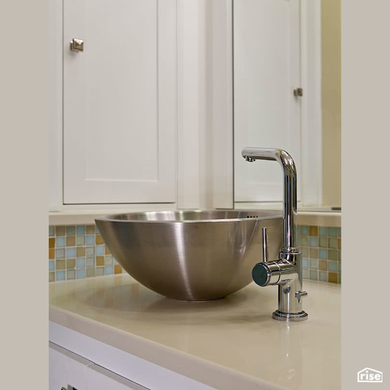 Stainless steel bathroom sink and faucet with Refinished Bathtub by Gant Nychay Architecture PLLC