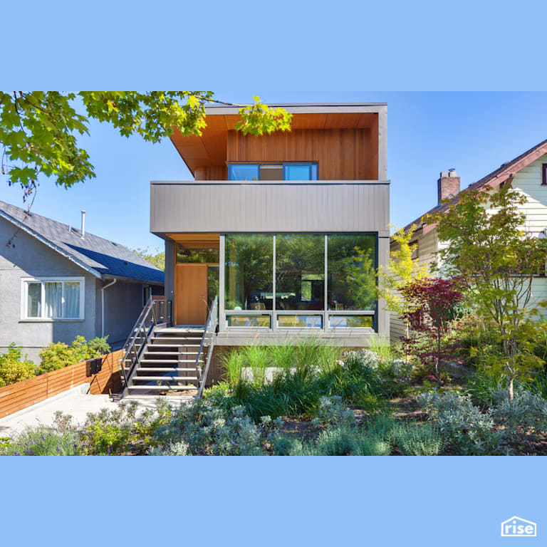 PoonLi House Exterior Front Face with Awning Window by Lanefab Design/Build