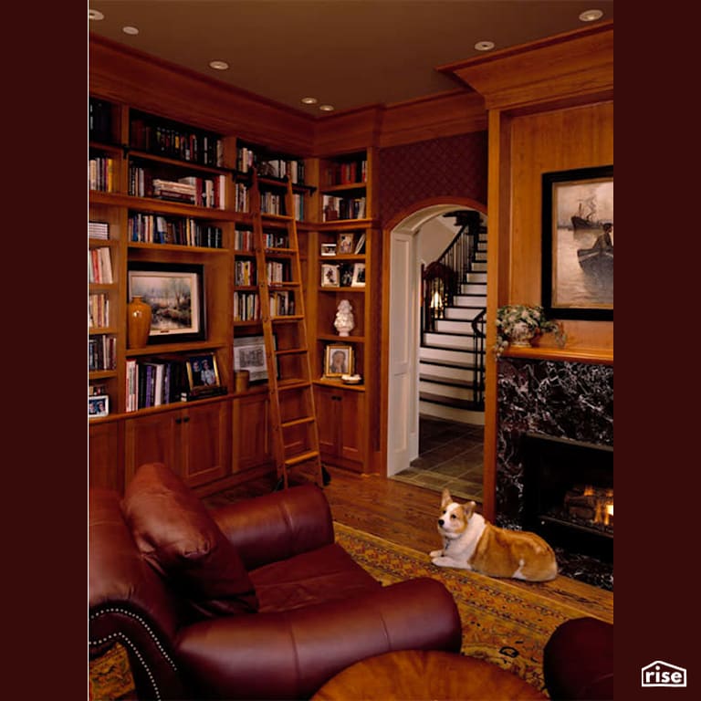 Family room with gas fireplace with Integrated LED by Gant Nychay Architecture PLLC