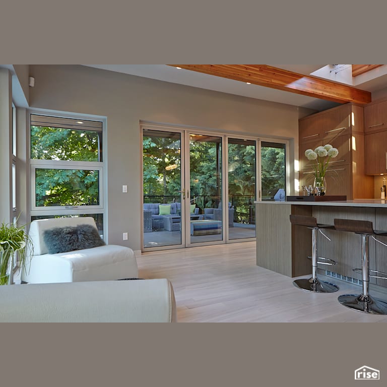 Kitchen with Tilt-and-Turn Patio Door by My House Design/Build Team Ltd.