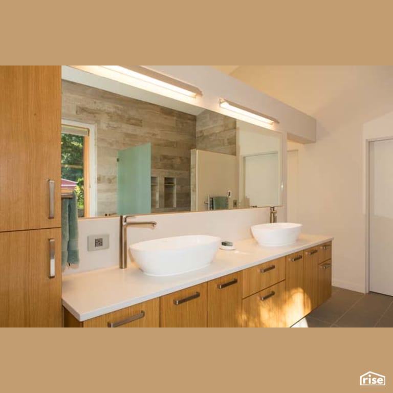 Dual Sink Bathroom Vanity with Wood Veneer Cabinet by Winsome Construction