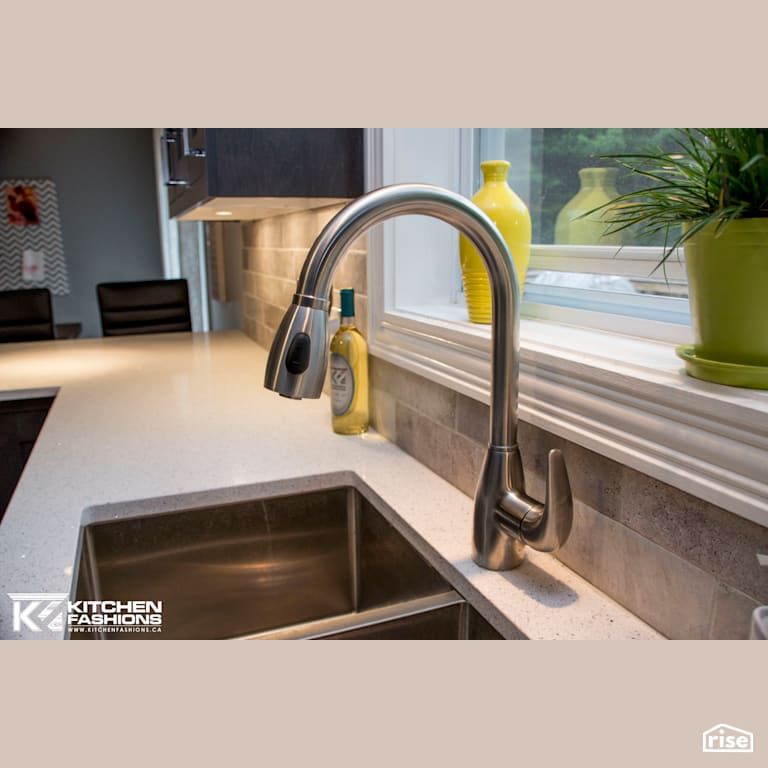 Dark Elegant Kitchen with Low-Flow Kitchen Faucet by Home Fashions