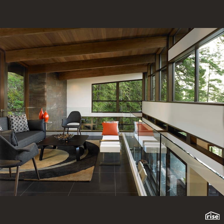 Living Room with Fixed Window by My House Design/Build Team Ltd.